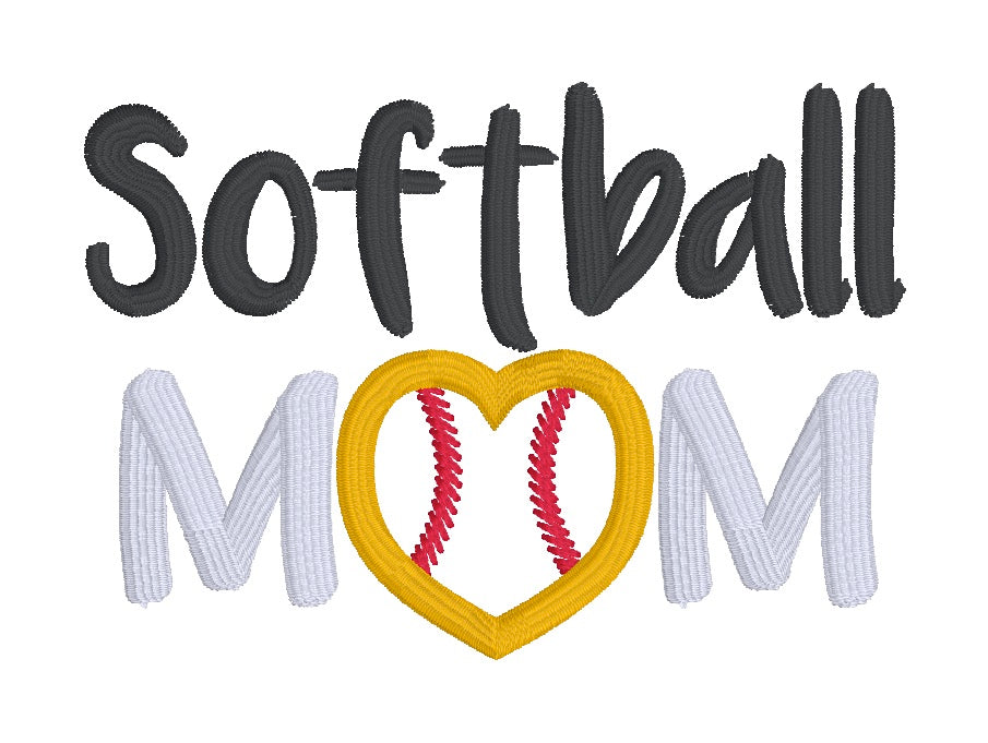 Softball Mom Applique Machine Embroidery Design 5 Sizes Included Dig