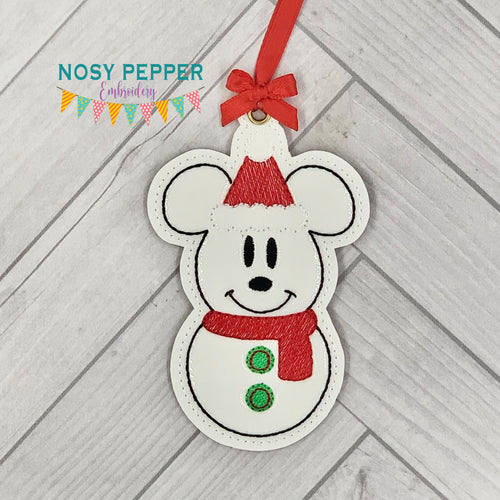 Snowmen bookmark/bag tag/ornament set of 2 designs machine embroidery design DIGITAL DOWNLOAD