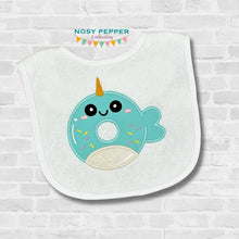 Load image into Gallery viewer, Narwhal Donut applique May Mystery Bundle machine embroidery design (5 sizes included) DIGITAL DOWNLOAD