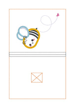 Load image into Gallery viewer, Bee Applique Notebook Cover (2 sizes available) machine embroidery design DIGITAL DOWNLOAD