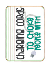 Load image into Gallery viewer, Charging Cords ITH Bag 4 sizes available machine embroidery design DIGITAL DOWNLOAD