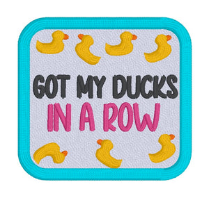 Ducks In A Row patch (2 sizes included) machine embroidery design DIGITAL DOWNLOAD