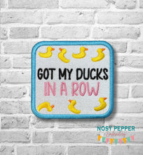 Load image into Gallery viewer, Ducks In A Row patch (2 sizes included) machine embroidery design DIGITAL DOWNLOAD