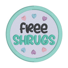 Load image into Gallery viewer, Free Shrugs patch SEPT 24 MYSTERY BUNDLE (2 sizes included) machine embroidery design DIGITAL DOWNLOAD