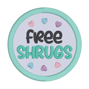 Free Shrugs patch SEPT 24 MYSTERY BUNDLE (2 sizes included) machine embroidery design DIGITAL DOWNLOAD