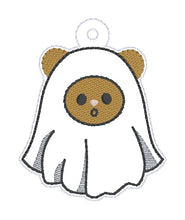 Load image into Gallery viewer, Ghost Bear snap tab and eyelet fob SEPT 24 MYSTERY BUNDLE (single and multi files included) machine embroidery file DIGITAL DOWNLOAD