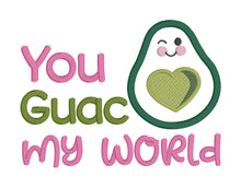 Load image into Gallery viewer, Guac My World applique machine embroidery design (4 sizes included) DIGITAL DOWNLOAD