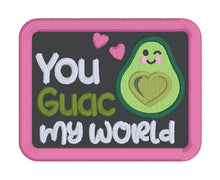 Load image into Gallery viewer, Guac My World patch (2 sizes included) machine embroidery design DIGITAL DOWNLOAD