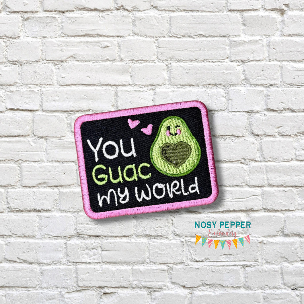 Guac My World patch (2 sizes included) machine embroidery design DIGITAL DOWNLOAD