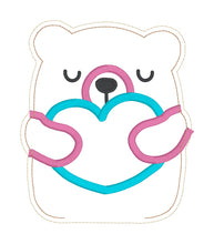 Load image into Gallery viewer, Heart Bear stuffie (5 sizes included) machine embroidery design DIGITAL DOWNLOAD