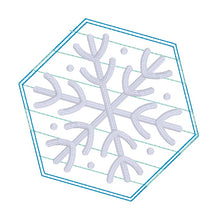 Load image into Gallery viewer, Hexie Snowflake Mug rug envelope style machine embroidery design (6 sizes included) DIGITAL DOWNLOAD