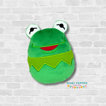 Load image into Gallery viewer, K T Frog stuffie (5 sizes included) machine embroidery design DIGITAL DOWNLOAD