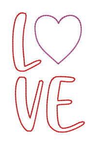 Love raw edge applique machine embroidery design (5 sizes included) DIGITAL DOWNLOAD