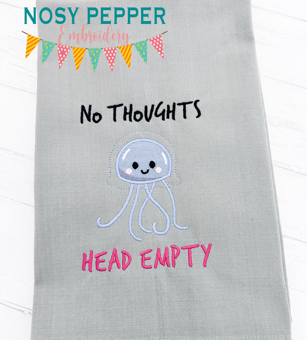 No Thoughts machine embroidery design (5 sizes included) DIGITAL DOWNLOAD