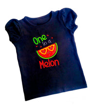 Load image into Gallery viewer, One In A Melon applique machine embroidery design (4 sizes included) DIGITAL DOWNLOAD