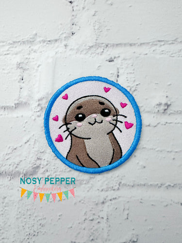 Otter patch Oct '24 Mystery Bundle (2 sizes included) machine embroidery design DIGITAL DOWNLOAD