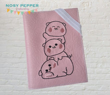 Load image into Gallery viewer, Piggy Pile Notebook Cover (2 sizes available) machine embroidery design DIGITAL DOWNLOAD