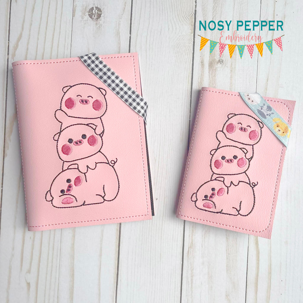 Piggy Pile Notebook Cover (2 sizes available) machine embroidery design DIGITAL DOWNLOAD