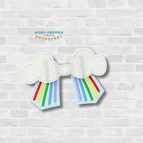 Rainbow Cloud ITH Bow (2 sizes included) machine embroidery design DIGITAL DOWNLOAD