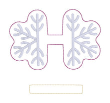 Load image into Gallery viewer, Snowflake ITH Bow (2 sizes included) machine embroidery design DIGITAL DOWNLOAD