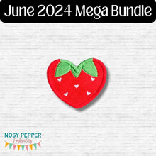 Load image into Gallery viewer, Strawberry Heart patch June 2024 Mystery Bundle (2 sizes included) machine embroidery design DIGITAL DOWNLOAD