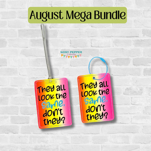 They All Look luggage tag set AUGUST MYSTERY BUNDLE machine embroidery design DIGITAL DOWNLOAD