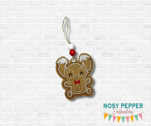 Stitch Gingerbread ornament/bag tag/bookmark machine embroidery design DIGITAL DOWNLOAD