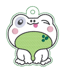 Winking Frog snap tab and eyelet fob SEPT 24 MYSTERY BUNDLE (single and multi files included) machine embroidery file DIGITAL DOWNLOAD