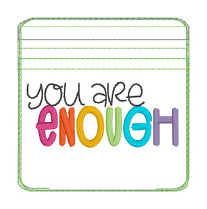 You Are Enough bundle (notebook cover w 2 sizes and ITH bag with 5 sizes) machine embroidery design DIGITAL DOWNLOAD