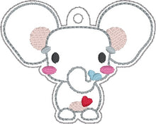 Load image into Gallery viewer, Cute Elephant snap tab and eyelet fob May 2024 Patreon Bundle machine embroidery file (single and multi files included)