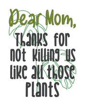 Load image into Gallery viewer, Dear Mom/Mum Plants US &amp; UK versions machine embroidery design (4 sizes included) DIGITAL DOWNLOAD