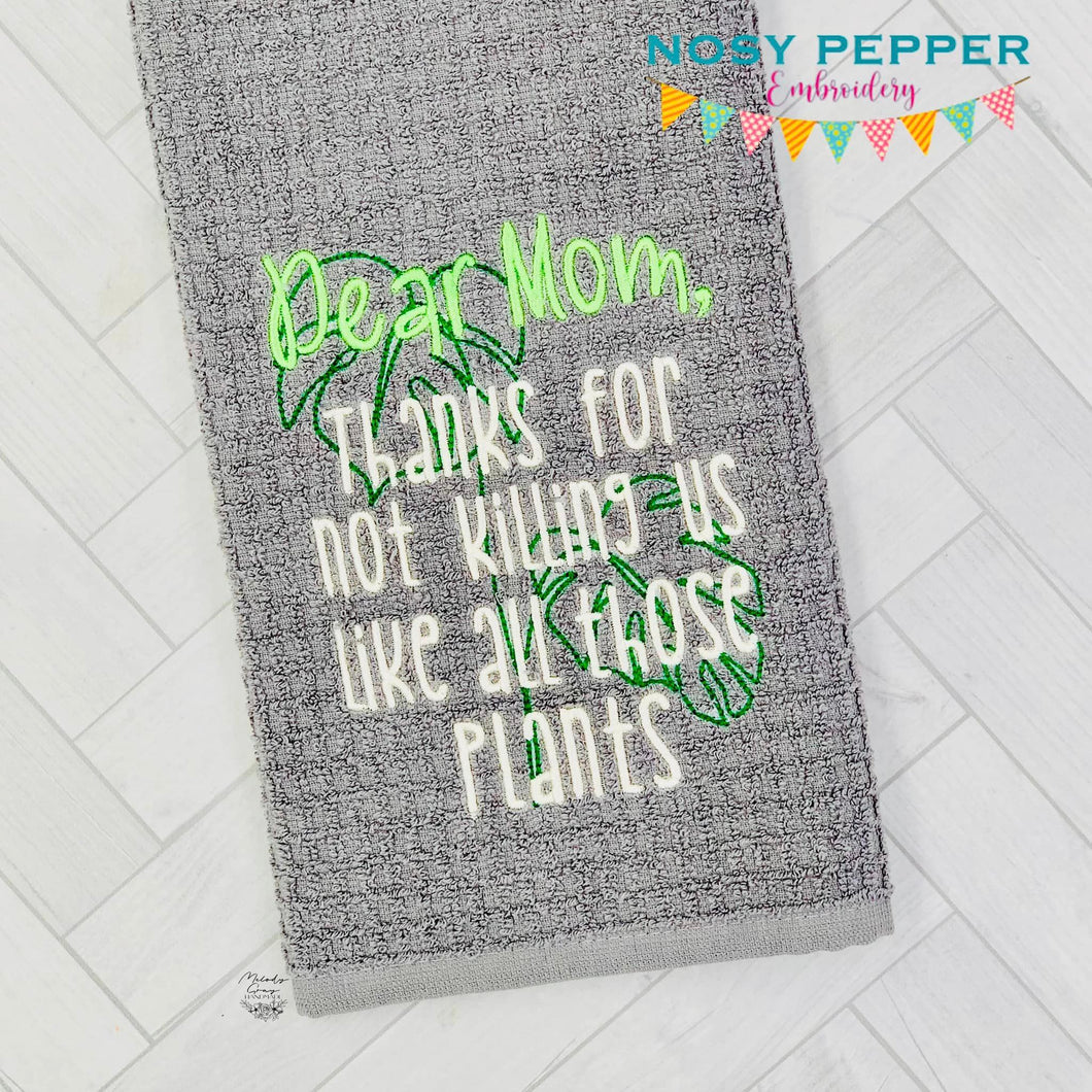 Dear Mom/Mum Plants US & UK versions machine embroidery design (4 sizes included) DIGITAL DOWNLOAD