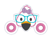 Load image into Gallery viewer, Flamingo Glasses Shoe Charm machine embroidery design single and multi files (3 versions included) DIGITAL DOWNLOAD