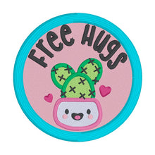 Load image into Gallery viewer, Free Hugs patch machine embroidery design (2 sizes included) DIGITAL DOWNLOAD