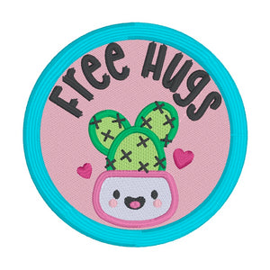 Free Hugs patch machine embroidery design (2 sizes included) DIGITAL DOWNLOAD