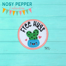 Load image into Gallery viewer, Free Hugs patch machine embroidery design (2 sizes included) DIGITAL DOWNLOAD