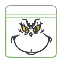 Load image into Gallery viewer, Grumpy green guy ITH Bag embroidery design (5 sizes available) DIGITAL DOWNLOAD