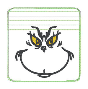 Grumpy green guy ITH Bag embroidery design (5 sizes available) DIGITAL DOWNLOAD