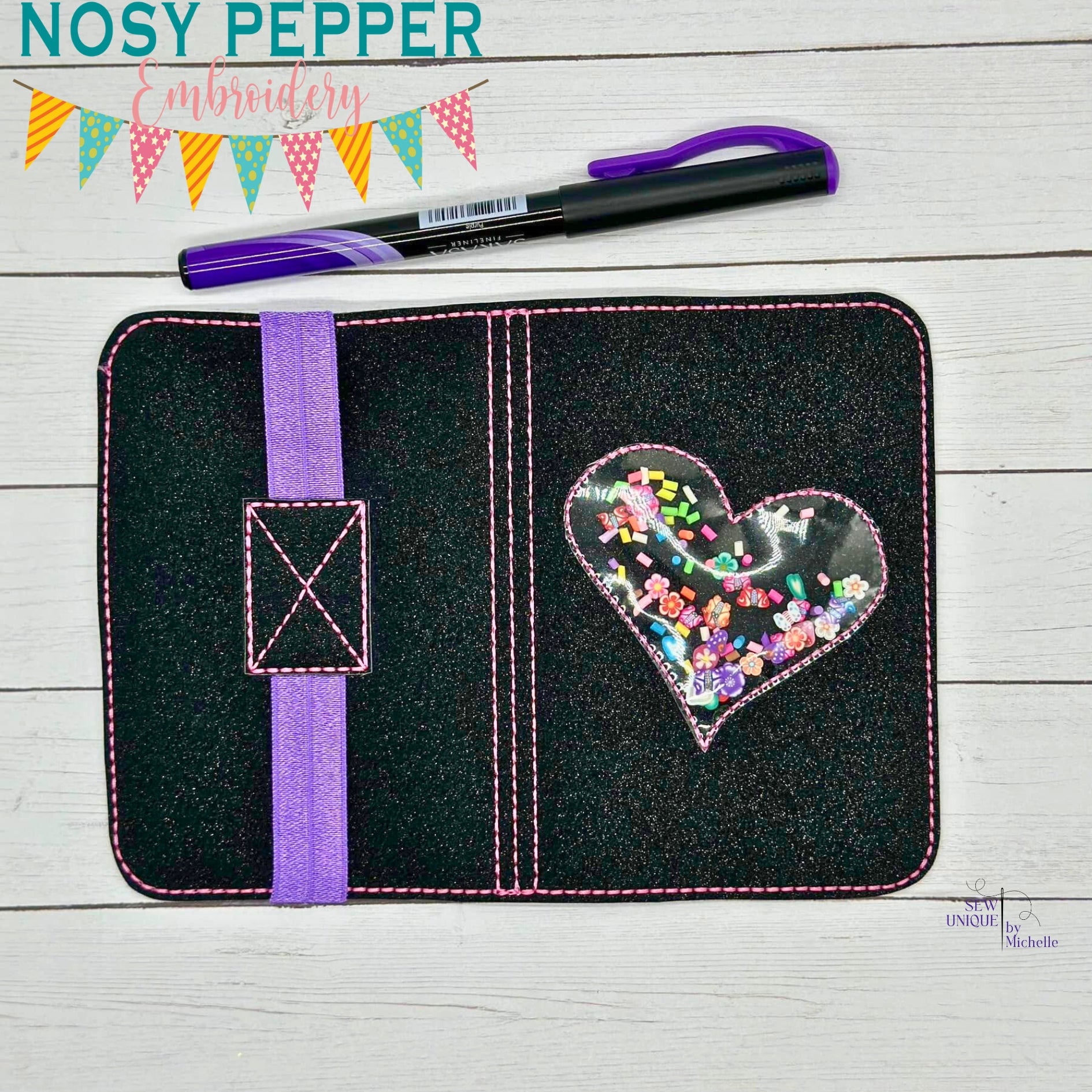 Heart Shaker notebook cover machine embroidery design (2 sizes availab ...