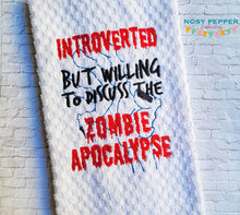 Load image into Gallery viewer, Introverted But Willing To Discuss Zombie machine embroidery design (4 sizes included) DIGITAL DOWNLOAD