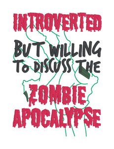 Introverted But Willing To Discuss Zombie machine embroidery design (4 sizes included) DIGITAL DOWNLOAD