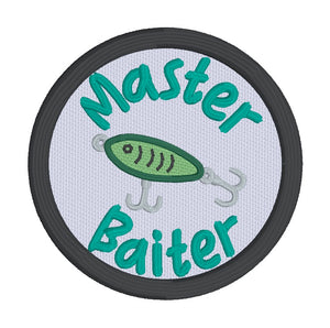 Master Baiter patch machine embroidery design (2 sizes included) DIGITAL DOWNLOAD