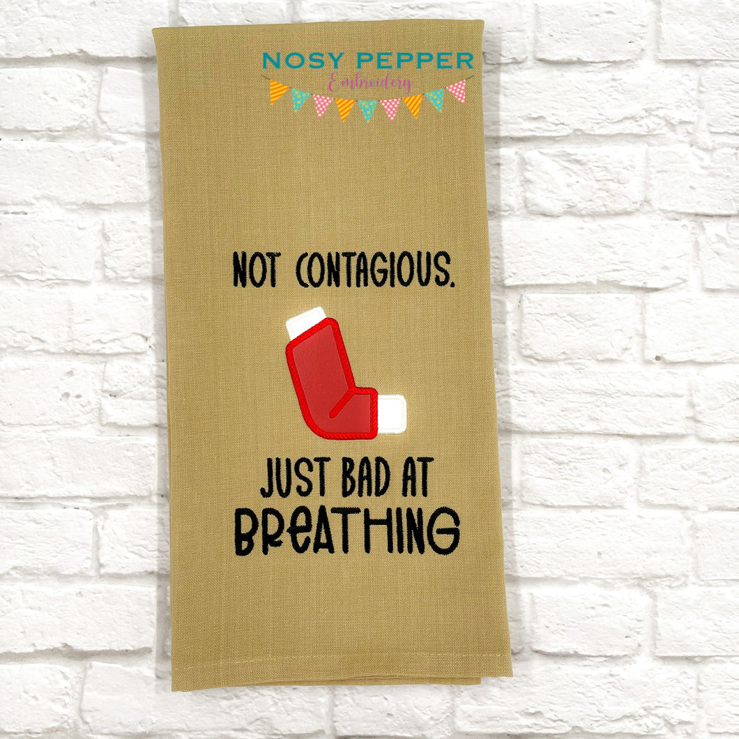 Not Contagious Applique machine embroidery design (4 sizes included) DIGITAL DOWNLOAD