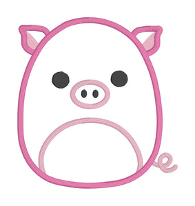 Pig applique Squishy embroidery design