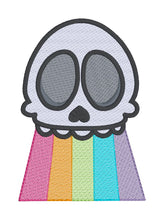 Load image into Gallery viewer, Rainbow Skull Sketchy machine embroidery design (5 sizes included) DIGITAL DOWNLOAD