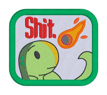 Load image into Gallery viewer, Sh!t Dino patch (2 sizes included) machine embroidery design DIGITAL DOWNLOAD