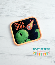 Load image into Gallery viewer, Sh!t Dino patch (2 sizes included) machine embroidery design DIGITAL DOWNLOAD