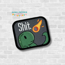 Load image into Gallery viewer, Sh!t Dino patch (2 sizes included) machine embroidery design DIGITAL DOWNLOAD