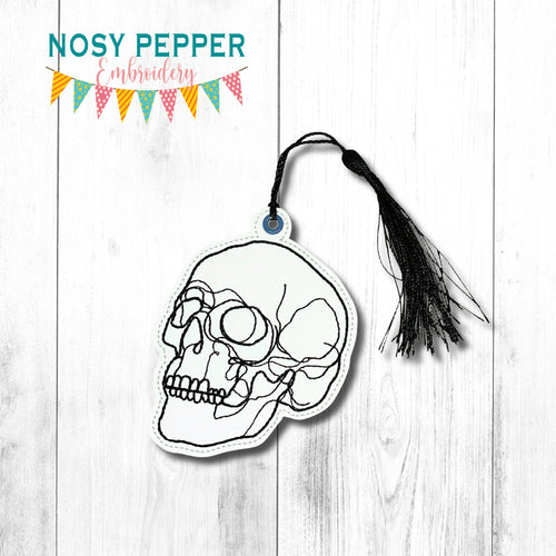 Simple Skull bookmark/bag tag/ornament machine embroidery file DIGITAL DOWNLOAD