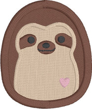 Load image into Gallery viewer, Sloth squishy 3in patch machine embroidery design DIGITAL DOWNLOAD